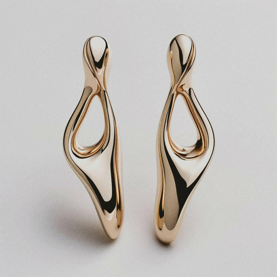 Sculptural Elegance | Earrings | Gold Color | Sustainable Brass