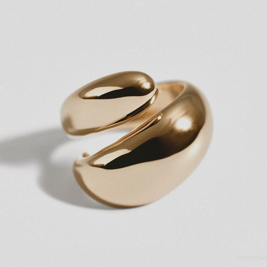 Droplet Duo | Ring | Gold Color | Sustainable Brass